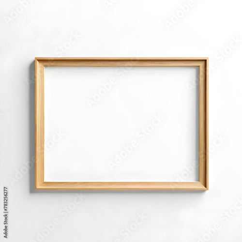 Frame mockup  light wood  white background  horizontal