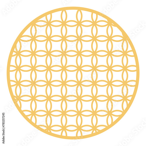 Chinese ornament. Round decorative golden line pattern
