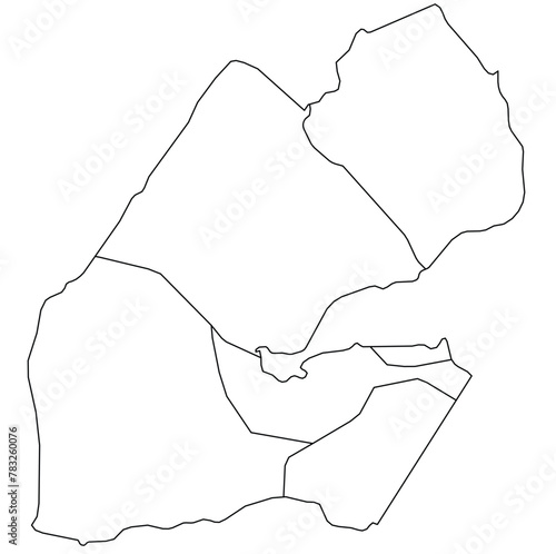 Outline of the map of Djibouti with regions