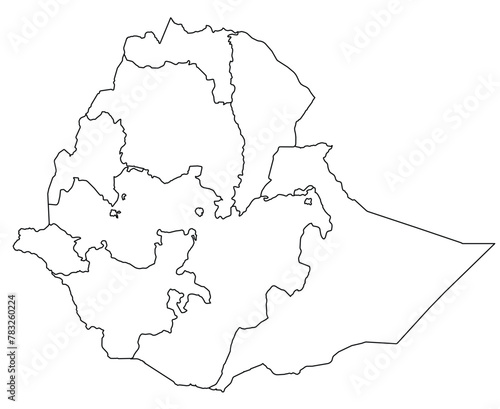 Outline of the map of Ethiopia with regions