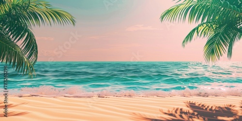 Tropical palm trees on sandy beach, perfect for travel brochures