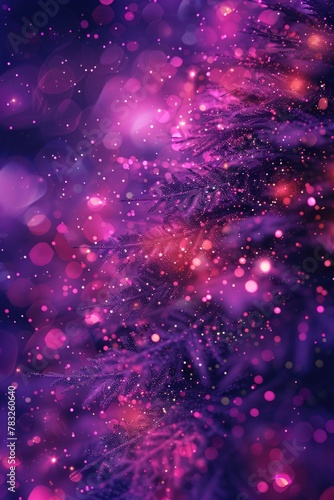 A festive Christmas tree with pink lights. Perfect for holiday and celebration concepts