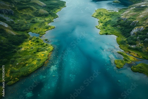 Iceland s Serene Waters and Green Veils. Concept Travel Adventure  Stunning Landscapes  Nature Photography  Ethereal Beauty  Icelandic Wonders