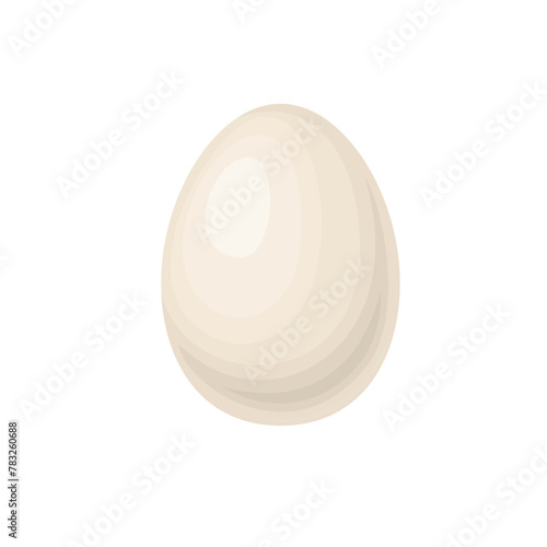 White chicken egg isolated. Vector cartoon flat illustration. Food icon.