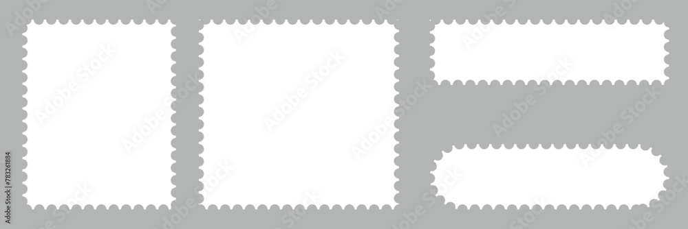 Obraz premium Blank vintage postage stamp on black background. Mockup with perforations for your picture text or design