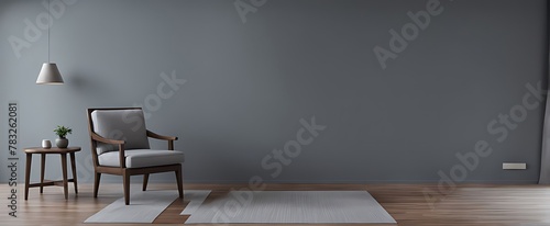 Living room with wooden table and armchair. photo