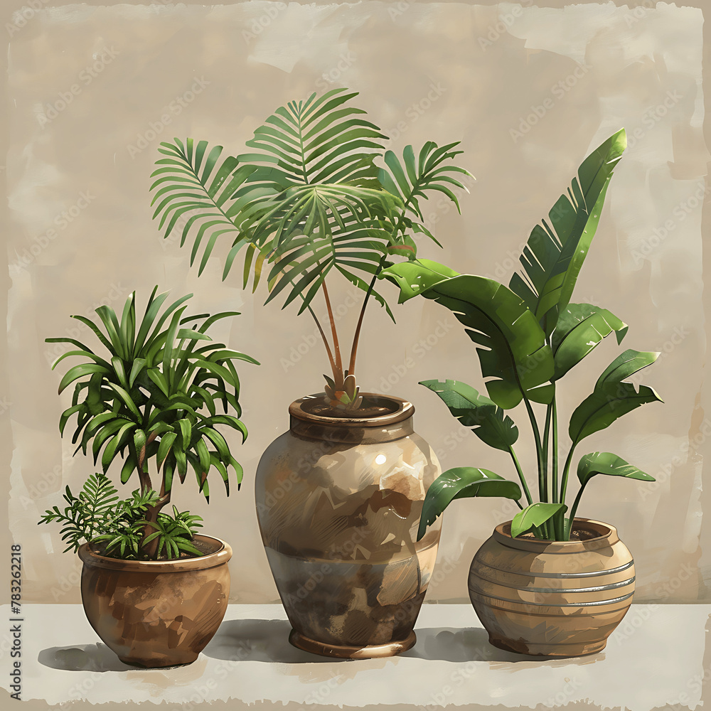 Stylized Pots Plants
