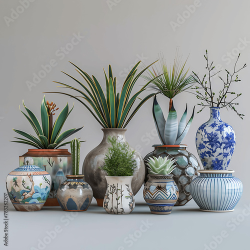 Stylized Pots Plants