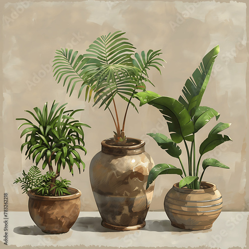 Stylized Pots Plants