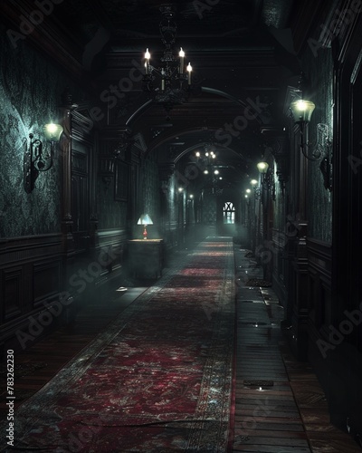 An eerie mansion with mysterious whispers echoing through the halls, testing the limits of the protagonists courage 