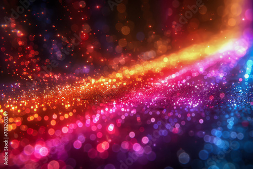 Vibrant Rainbow Glitter Bokeh Background with Soft Light Particles
