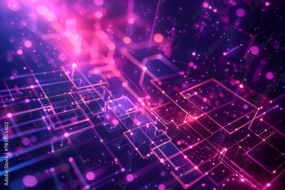 Futuristic Digital Technology Network Background with Vibrant Colors