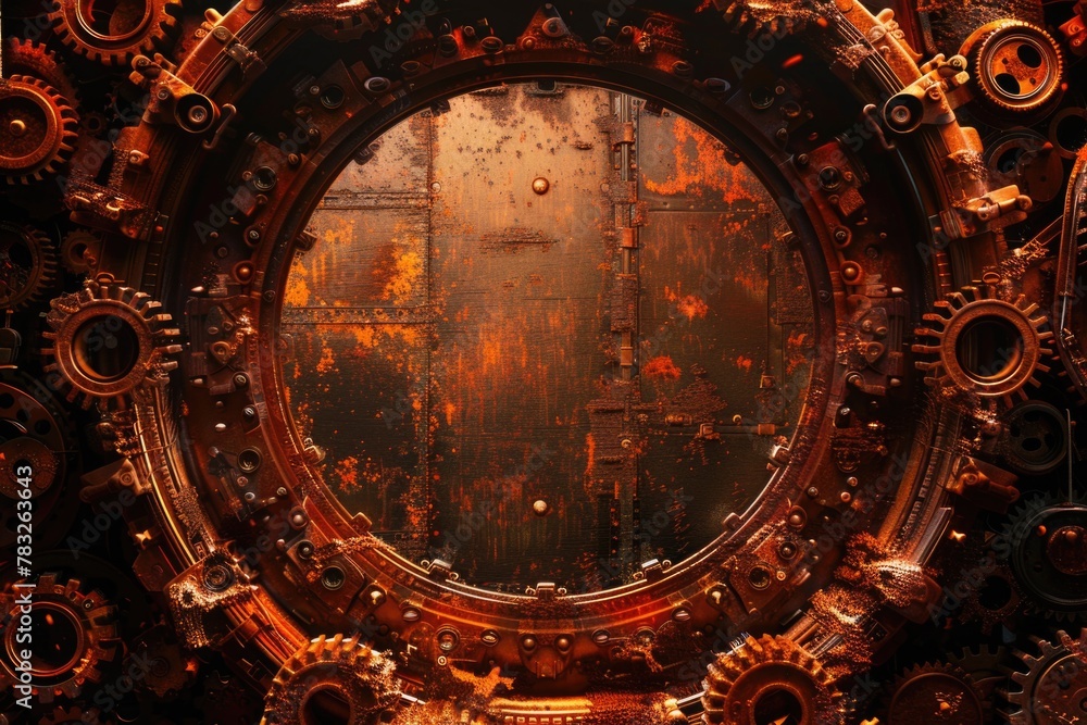 A round metal object with rusted paint. Suitable for industrial concepts A round metal object with rusted paint. Suitable for industrial concepts