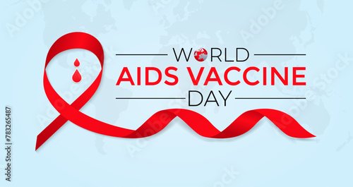 World aids vaccine day celebration. Red AIDS Ribbon and HIV vaccine awareness illustration . flat design. flyer design.flat vector illustration.