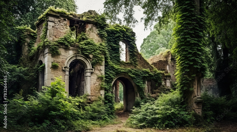 Overgrown ruins of a medieval manor house Overgrown ruins of a medieval manor house