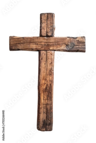 Simple wooden cross on a plain white background, suitable for religious and spiritual concepts