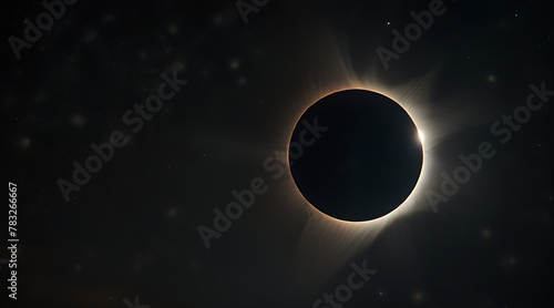 Total eclipse with lots of stars and space dust in background, earth