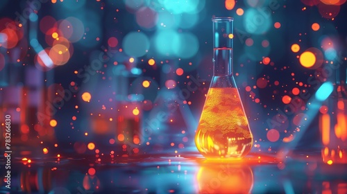 Laboratory test tubes illuminate with colorful chemical reactions