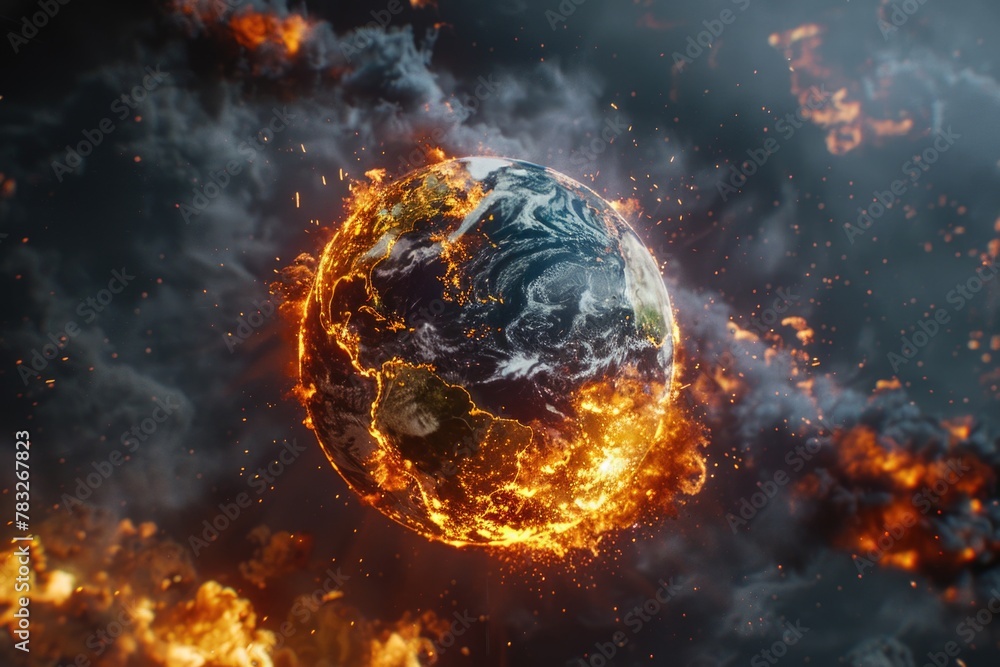 A dramatic image of a planet exploding in the sky, perfect for sci-fi and fantasy concepts A dramatic image of a planet exploding in the sky, perfect for sci-fi and fantasy concepts