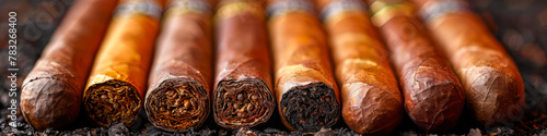 Luxurious Assorted Handmade Cigars on Textured Background © Lidok_L