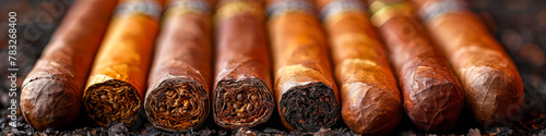 Plakat Luxurious Assorted Handmade Cigars on Textured Background