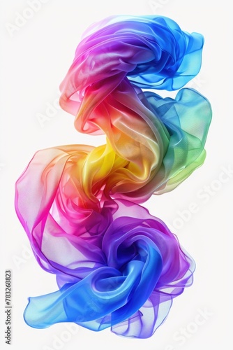 Multicolored smoke swirl on white background, perfect for design projects