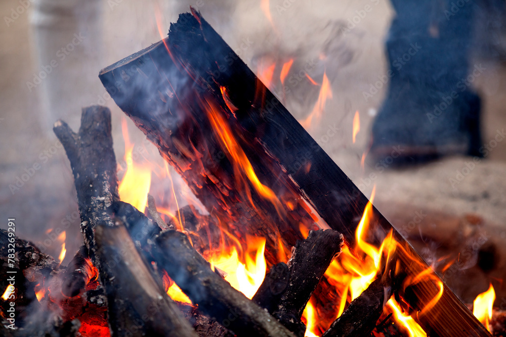 View of the bonfire in the park
