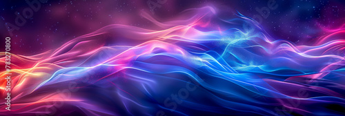 Vibrant Abstract Ethereal Waves with Neon Colors on Dark Background
