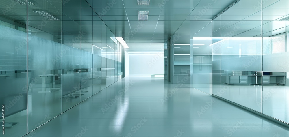 Modern Office Design with Frosted Glass Cubicles. Modern Office Design with Frosted Glass Cubicles.