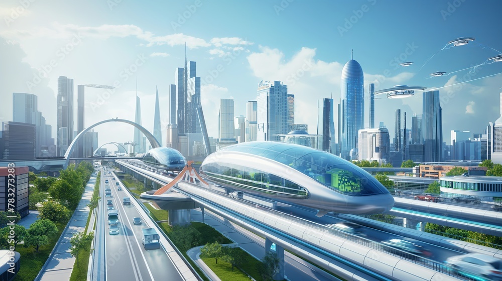 Fototapeta premium futuristic cityscape with advanced infrastructure