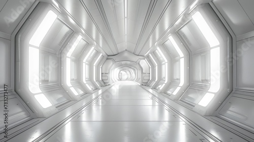 Futuristic corridor in white offers a vision of modern design