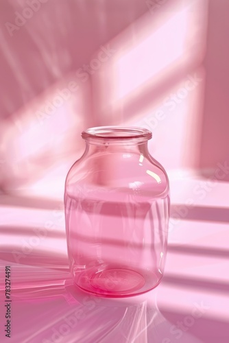 A pink vase sitting on top of a table. Suitable for home decor concepts
