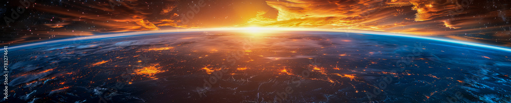 Majestic Sunrise Over Planet Earth from Space with Vibrant Colors Majestic Sunrise Over Planet Earth from Space with Vibrant Colors