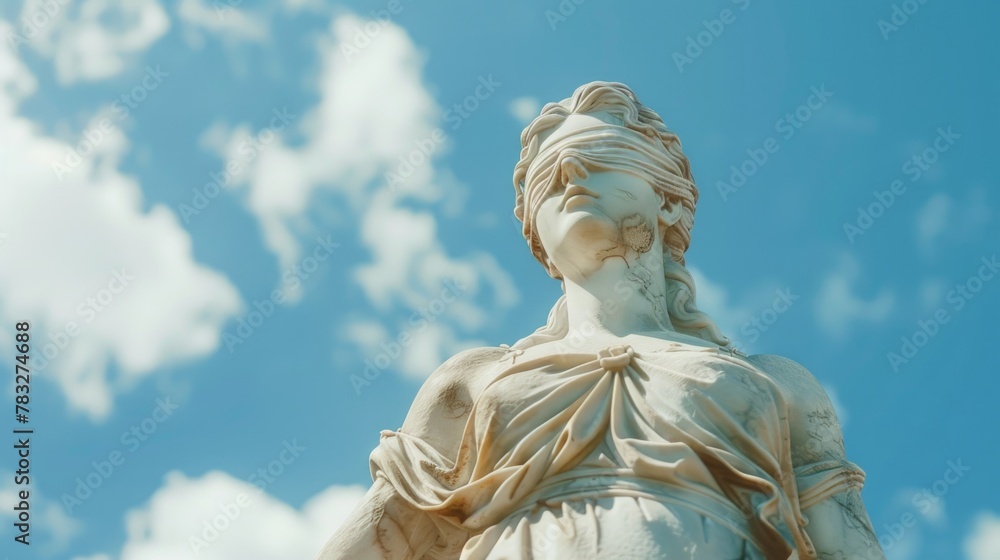 Obraz premium A statue of a woman holding a sword, ideal for historical or warrior-themed projects