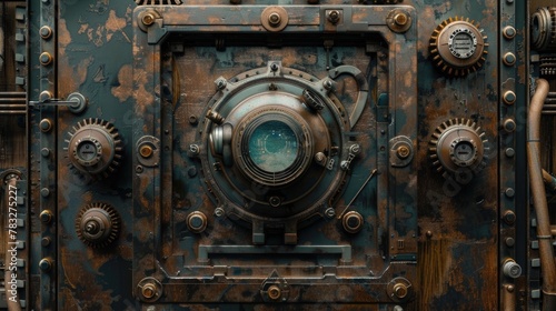 Wallpaper Mural Detailed image of a metal door with a clock, suitable for business concepts Torontodigital.ca