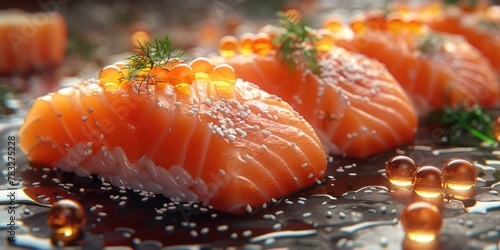 Delicate Slices: A Culinary Portrait of Fresh Salmon