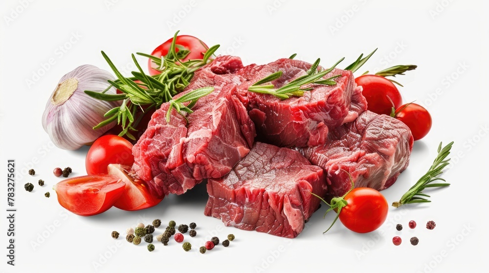 Fresh raw meat with vegetables, ideal for recipes and cooking blogs Fresh raw meat with vegetables, ideal for recipes and cooking blogs