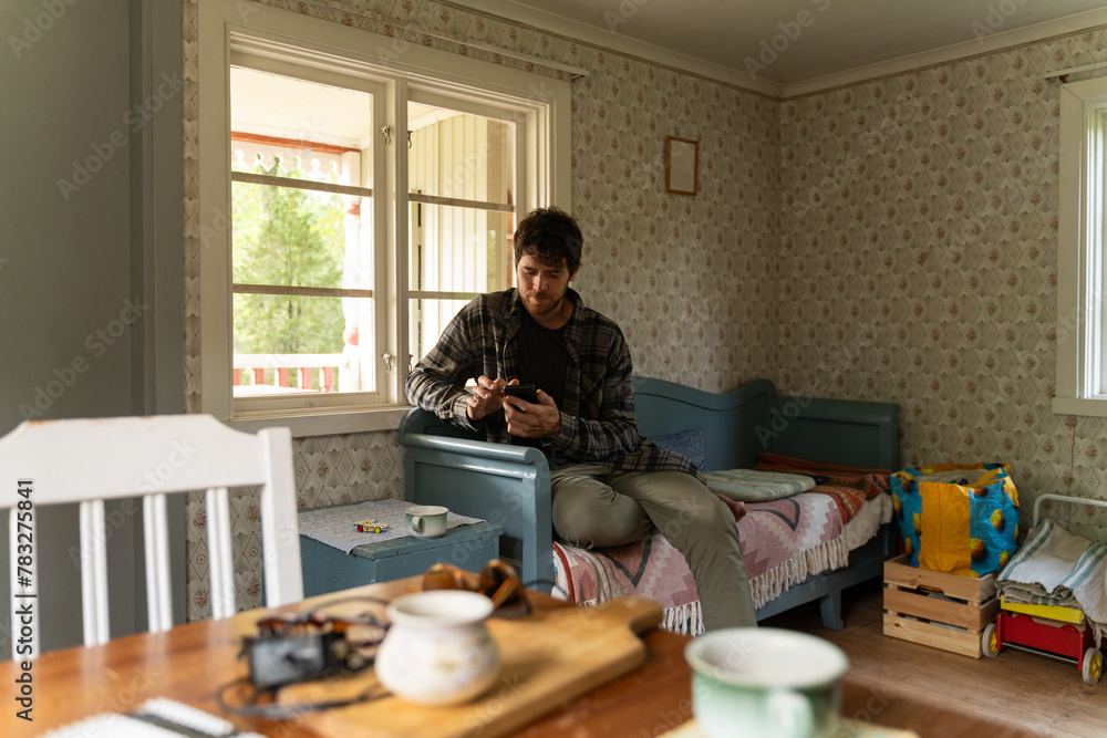Man relax at home Man relax at home