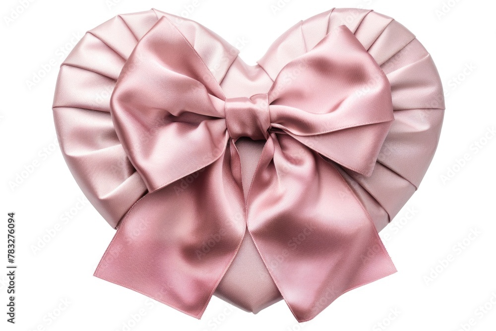 A simple pink bow on a clean white background. Perfect for gift wrapping or crafts - obrazy, fototapety, plakaty 