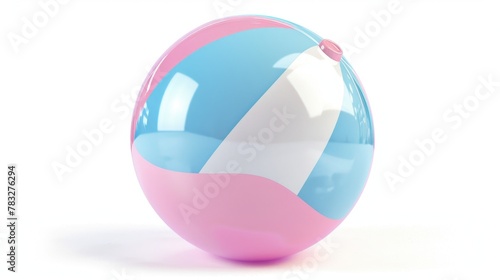 Vibrant beach ball on clean white background. Perfect for summer-themed designs © Fotograf