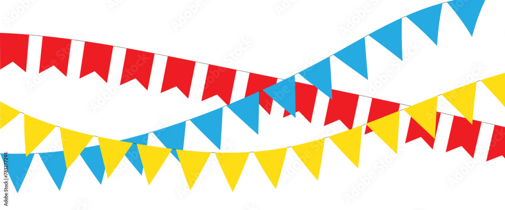 Carnival garland with flags isolated on white background. Decorative colorful pennants for birthday celebration, festival and bright decoration ideas 12 Carnival garland with flags isolated on white background. Decorative colorful pennants for birthday celebration, festival and bright decoration ideas 12