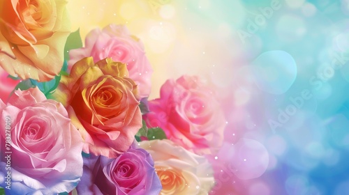 rainbow colored rose flower background