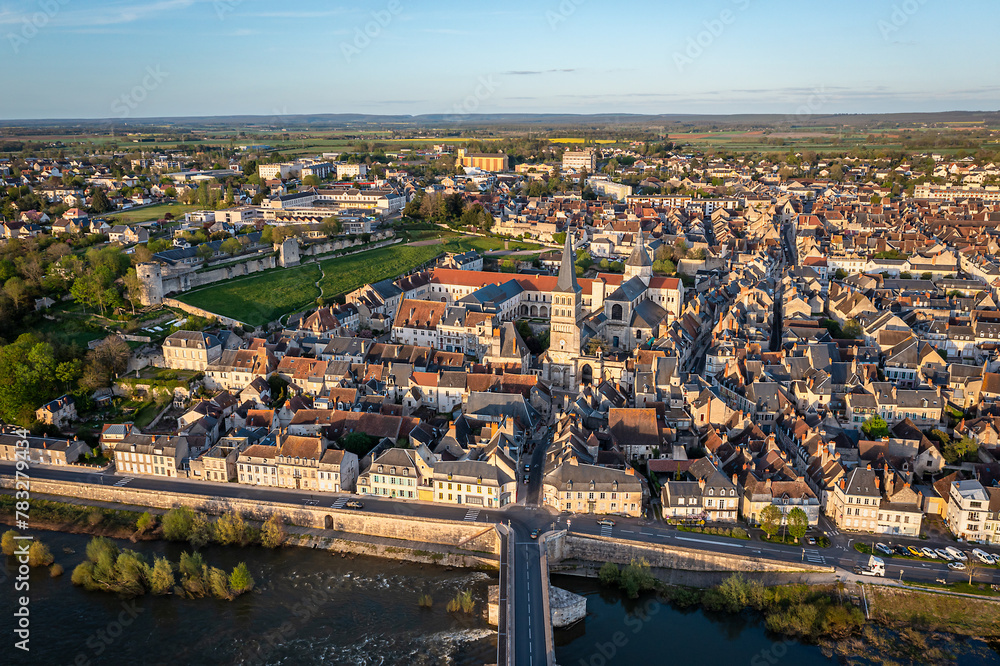 Obraz premium Aerial View of La Charité-sur-Loire, Nièvre, France