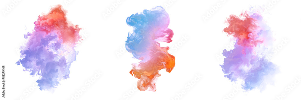 Obraz premium Vibrant Multicolored Smoke Trail Graphic Element Isolated on Transparent Background, Overlay Texture, Visual Effects and Design