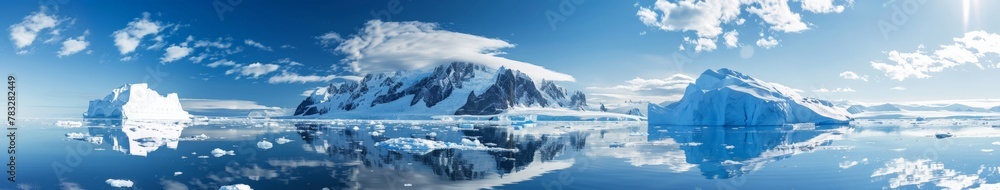 Massive iceberg floats in body of water
