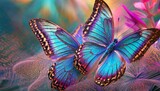 Vibrant butterflies with intricate wing patterns, positioned in a spiral formation, 