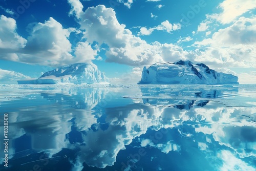 Massive iceberg drifting on water surface