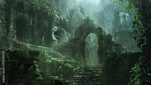 Ancient ruins shrouded in mystery and history, transporting viewers to distant lands