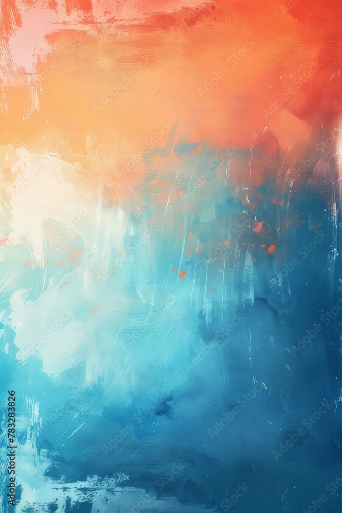 Abstract painting of blue and orange colors