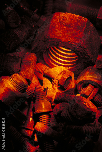 Rusty nuts and bolts.  photo